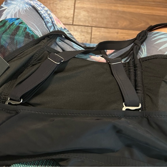 Daci Women’s Swim Dress 22 W Black Tropical Print Pineapple‎ Floral Padded - Picture 8 of 10